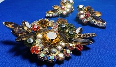 Juliana Pink Rhinestone Brooch Earring Set
