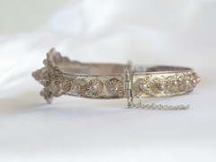 Antique Zeeland Button Sterling Silver Import Filigree Bracelet 7″