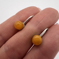 Vintage Soviet Silver 875 Baltic Amber Earrings Stud Screw Back USSR 1970s