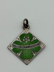 Antique Silver Green Enamel Clover Lucky Star Good Luck Charm Pendant