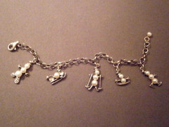 Vtg Shube’s 925 Sterling Faux Pearl Snowman Winter Sports Charm Bracelet AS IS
