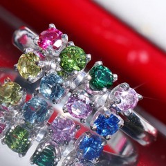 14k white gold mother’s size 8 ring 0.99ct lab created gemstones 3.0gr