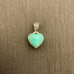 Vintage Sterling Silver 925 & Turquoise Heart Pendant