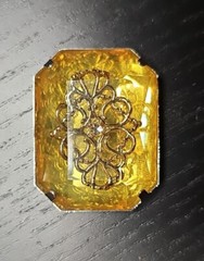 VTG 6 Chunky Amber Gold Chrome Lucite Resin Acrylic Costume Jewelry Pieces