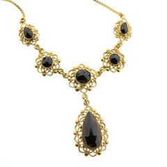 BEAUTIFUL ANTIQUE 14K GOLD NECKLACE WITH GARNET STONES | 39 CM