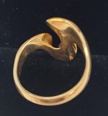Vintage 14K Yellow Gold Ring Wave shaped with Nugget finish & .40 Carat Diamond