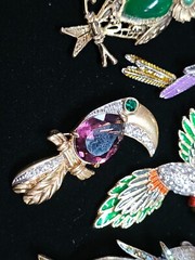 Vtg Costume Jewelry Birds Owls Swan Pendant and Pin Brooch Lot