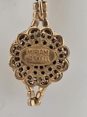 Vintage 1950’s Miriam Haskell Glass Pearl Necklace/ Chocker Rhinestone Pendant