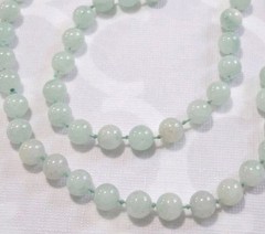 Vintage 1970’s Chinese Aqua Aventurine Knotted Beads Necklace 32in Heavy