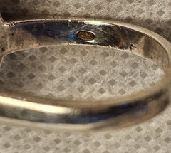 Vintage Sterling Silver Blue Striped Agate Stone Ring Size – US 7 -UK 0