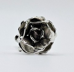 Vintage Napier Rose Earrings Silver Tone 1/2″ Floral Button Style