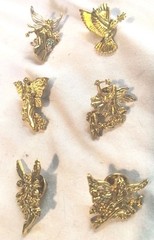 6 Vintage FAIRY ANGEL Gold Tone Lapel Pins Tie Tacks DIY Hat Purse Embellishment