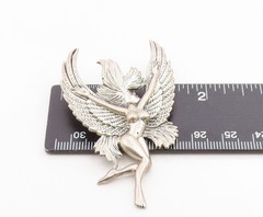 925 Sterling Silver Vintage Pendant Etched Winged Fairy Angel Figurine PT26295