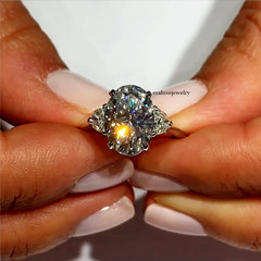 2.50Ct Oval Cut Moissanite ThreeStone Engagement Ring 14k Multi Tone Gold Plated