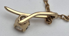 Vtg. Amway Gold Tone Abstract Crystal Pendant Necklace Dainty Minimalist 15.5 in