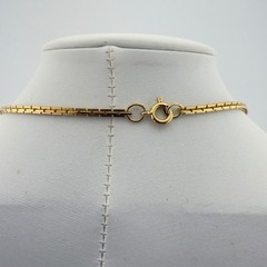 Vintage Gold Tone Black Oval Monogram Locket Necklace