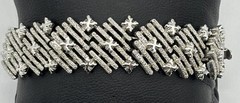Vintage 1960s Trifari Bracelet Textured Silvertone Metal Links Components Signed