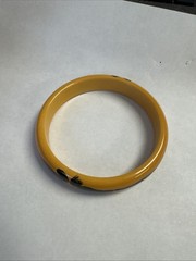Vintage 1930s Butterscotch Bakelite Hand Painted Floral Bangle Bracelet Tested