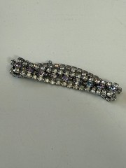 B David Womens Wide Panel Bracelet Silver Tone Aurora Borealis Rhinestone