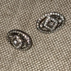 Carol Lee Crystal Oval Silver Clip On Earrings