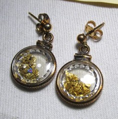 Cripple Creek Co Gold Nugget Capsule Earrings in OGP w/ COA ETC11046