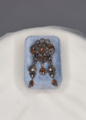 Antique Portuguese 19K Gold Silver Diamond Pearl Citrine Transform Parure Set