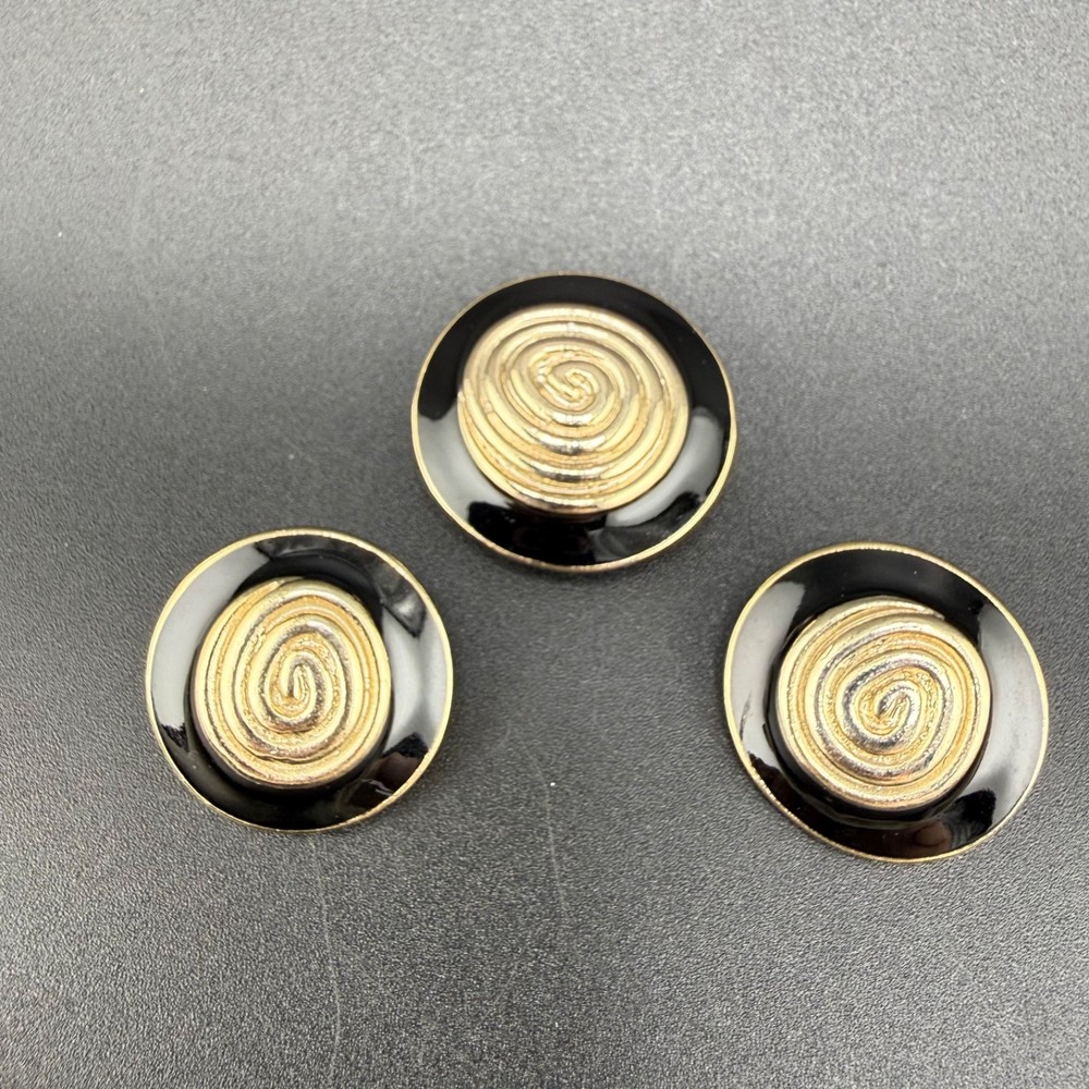 Vintage Signed Brooch and Clip On Earrings Set Gold Tone Enamel