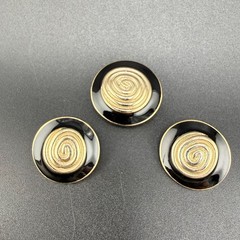 Vintage Signed Brooch and Clip On Earrings Set Gold Tone Enamel