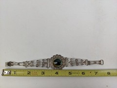 Vintage 800 Silver Filigree Shiva Eye Shell Bracelet