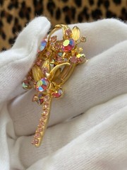Vintage Juliana D&E Brooch Reference Book Piece 1964 60s MCM Pink Floral Spray