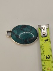 STEPHEN DWECK Vintage Tibetan Turquoise In Sterling Silver Pendant. 2″ Unique