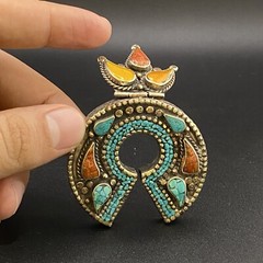 Horseshoe Design Old Ethnic Unique Tibetan Multi Colour Outstanding Nice Pendant