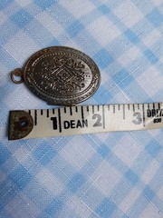 VTG Photo Locket Pendant Silver Tone Floral Motif Victorian Scroll~NO Necklace