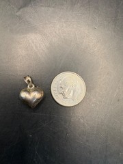 Vintage Sterling Silver 1940s Estate Puffy Heart 0.5” Pendant Charm 925