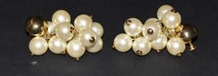 Vintage Napier White Faux Pearl Cluster Drop Gold Tone Adjustable Clip Earrings