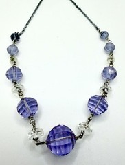 Amethyst Purple necklace on sterling silver chain Faceted Glass Graduated VTG