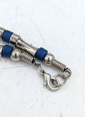 Vintage Necklace Blue Bead Tube Link Sterling Clasp 18 Inch