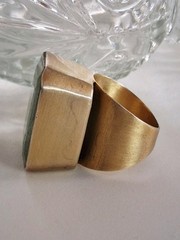 Vintage Huge Heavy Nephrite Jade Statement Ring Sz 9.5 Vermeil Sterling Silver