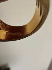 Vintage Art Deco 18 KT H.G.E. Tri-Color Band Ring. Size 7.5-8. Band width 25 mm