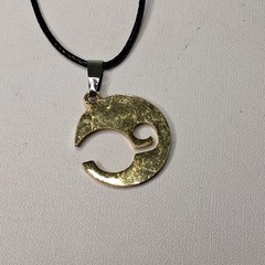 Crescent Moon Pendant Necklace Rhinestone Black Cord Boho Gold Tone Vintage
