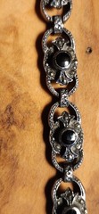 Vintage Art Deco-Sterling Silver Marcasite and Black Onyx 8″ Bracelet Rare.