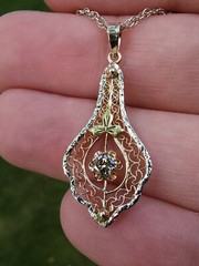 10k Lavalier Pendant & VVS 0.24ct Diamond 🔥 Modified Reclaimed Antique 🔥 VIDEO