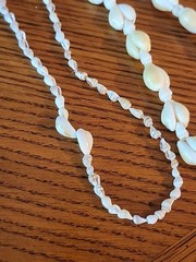 Vintage Lot Of 5 Hand Strung Long Shell Necklaces Cluster White Cream Mixed
