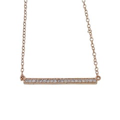 Rose Gold Tone Cubic Zirconia Bar Necklace | Sterling Silver 925 | 16″-17″