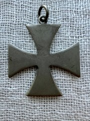 Vintage Iron Cross / Cross Pattée Pendant Black Enamel Curved