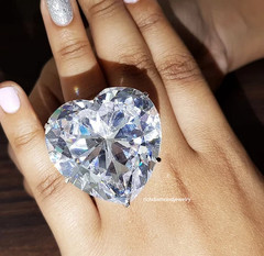 Huge Colorless White Heart Shape 120.00CT Diamond Solitaire Party Women’s Ring