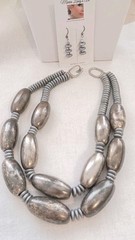 Vintage Bold Signed Les Bernard Necklace 14.5” & Earrings SET**RESTORED-