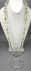 OUTSTANDING ART DECO 1980’S ITALIAN LUCITE RHINESTONE 33″ STATEMENT NECKLACE