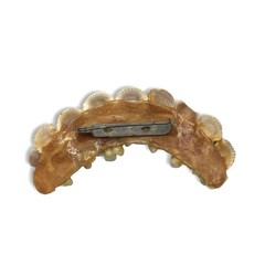 Vintage 1940s 1950s Sea Shell Floral Brooch Half Moon Crescent