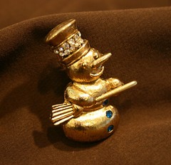 Vintage Weiss Designer Signed Snowman Brooch